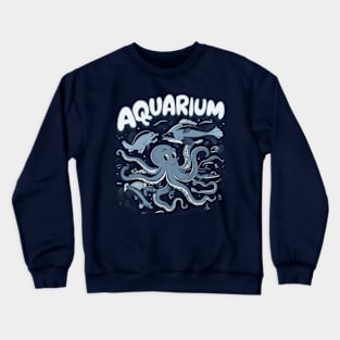 octopus and other marine creatures interacting with each othe Crewneck Sweatshirt